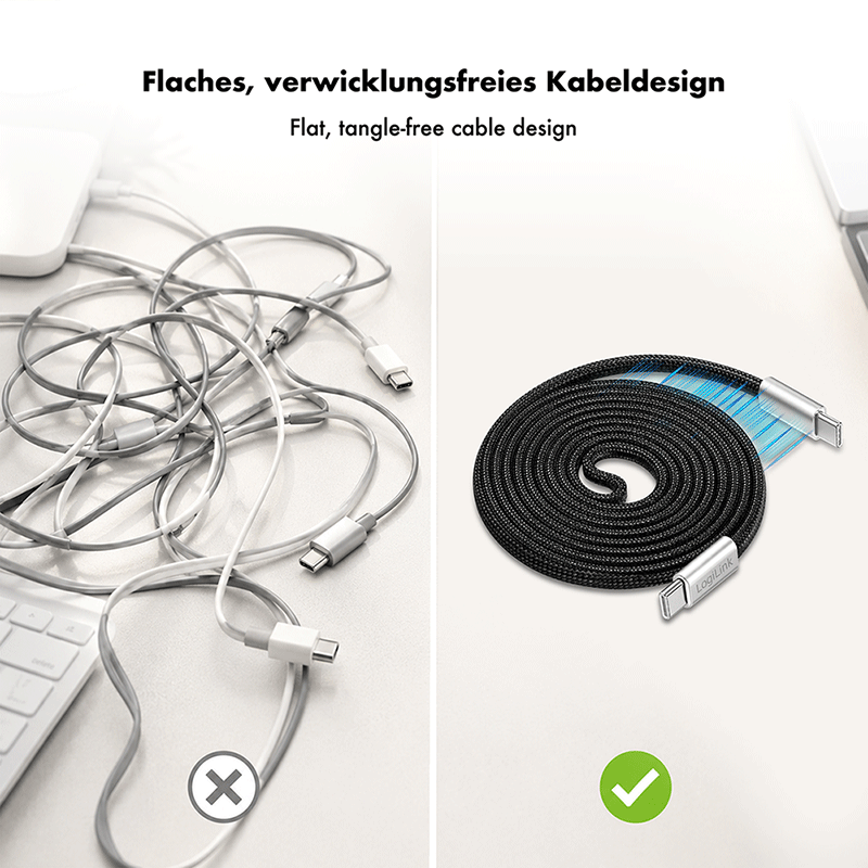 Flat magnetic USB-C to USB-C cable, 100 W, 1 m — 5