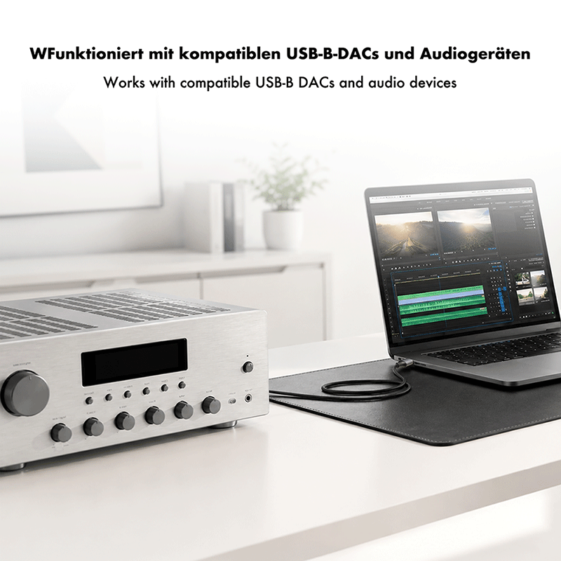USB 2.0 USB-C to USB-B cable, 480 Mbps, 3 m — 5