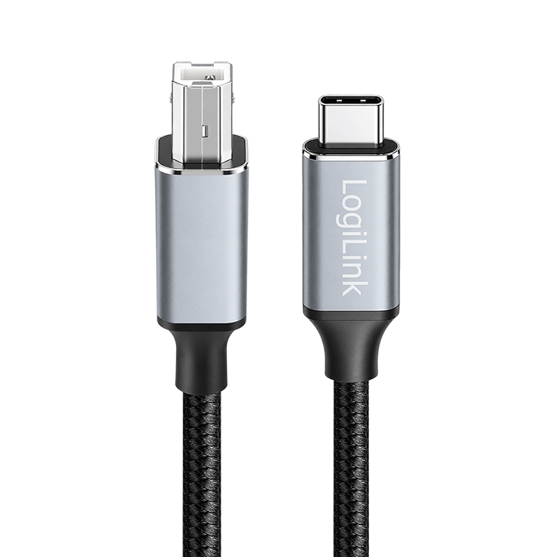 USB 2.0 USB-C to USB-B cable, 480 Mbps, 3 m — 2