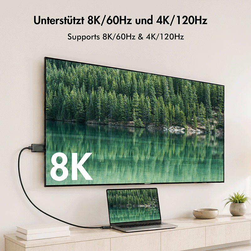 Kabel USB-C do DisplayPort, 8K/60 Hz, 2 m — 2