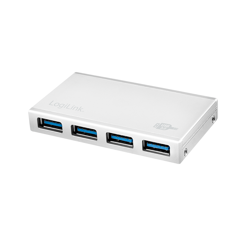 Ultrasmukły 4-portowy hub USB 3.0 z aluminium, biały — 1