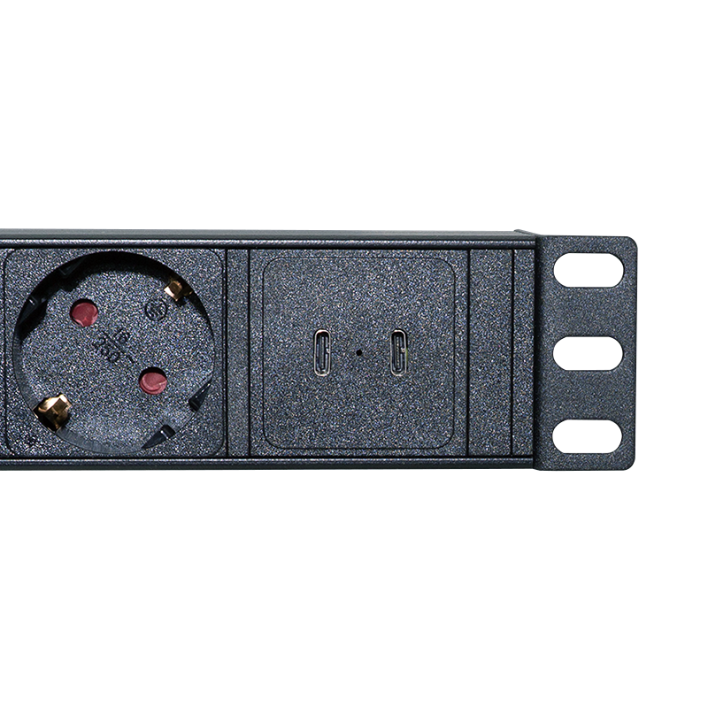 Podstawowa listwa zasilająca PDU 19″ z 8 gniazdami CEE 7/3 i 2 portami USB-C — 4