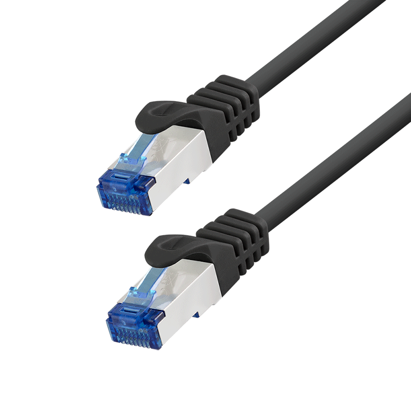Ultraflex Cat.6A S/FTP patch cable, black, 7.5 m