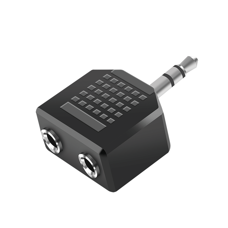 Adapter audio 3,5 mm stereo jack męski na 2 × żeński, czarny