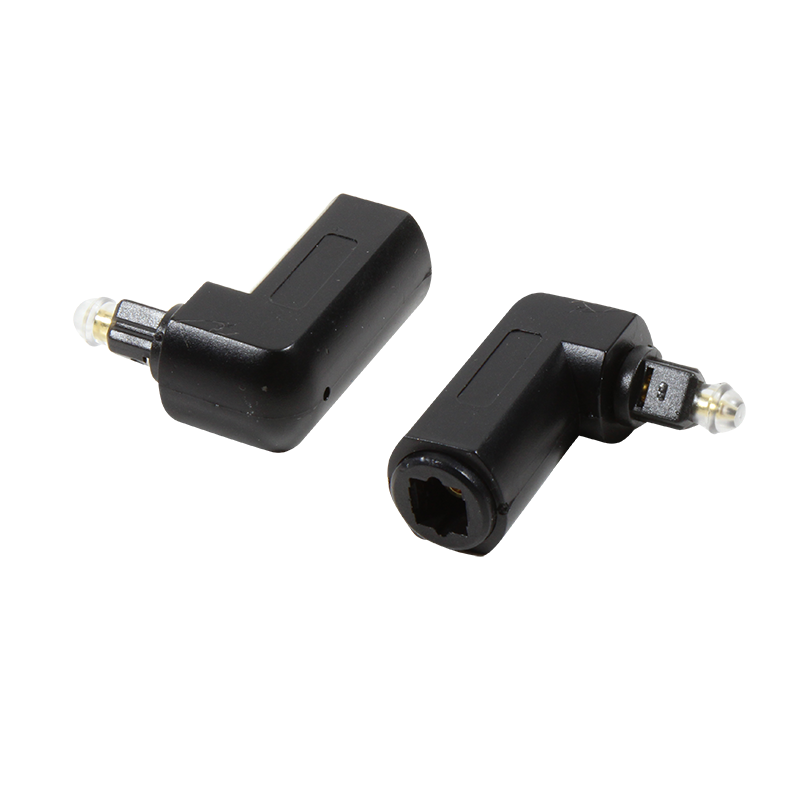 Adapter audio 90°, Toslink męski do Toslink żeński, czarny