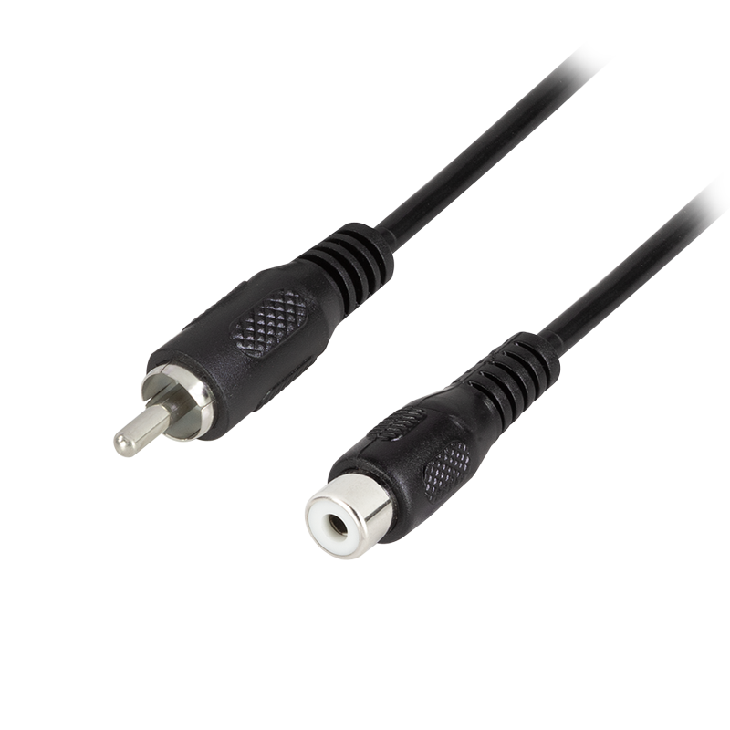 Przedłużacz audio RCA męski–RCA żeński, czarny, 5 m