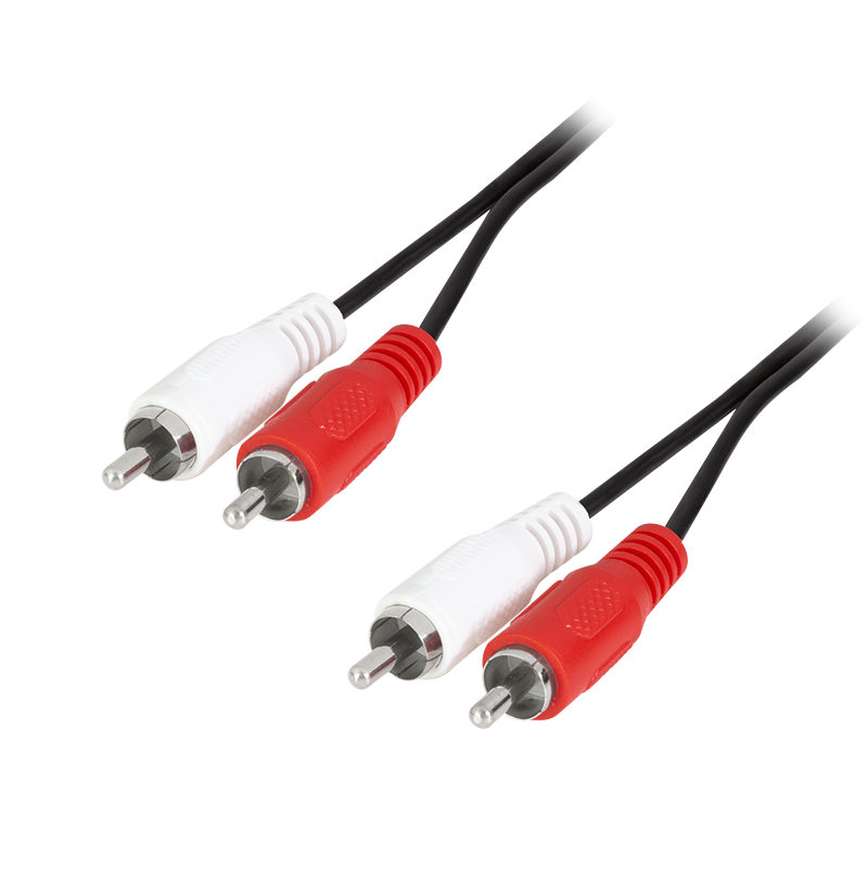 Kabel audio 2× RCA męski – 2× RCA męski, czarny, 2,5 m