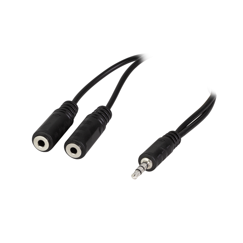 Kabel audio stereo 3,5 mm wtyk do 2 × gniazdo, 0,2 m