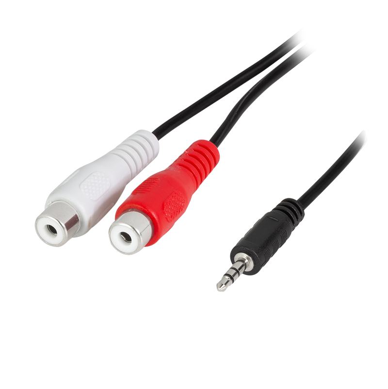 Przewód audio 3,5 mm stereo męski do 2× RCA żeńskich, 0,2 m