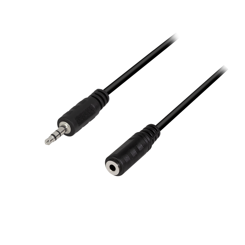Kabel audio, jack 3.5 mm 3-stykowy/wtyk – jack 3.5 mm 3-stykowy/gniazdo, czarny, 10 m