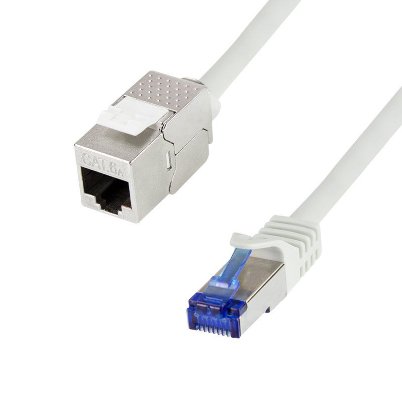 Consolidation Point Cat.6A S/FTP patch cable, grey, 10 m