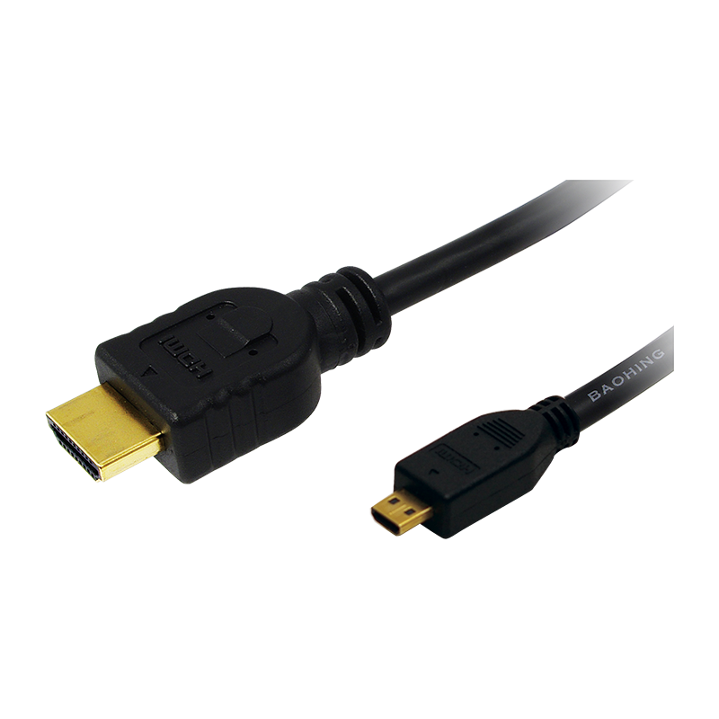 HDMI micro-D male to HDMI-A male cable, 4K/30 Hz, 1.5 m