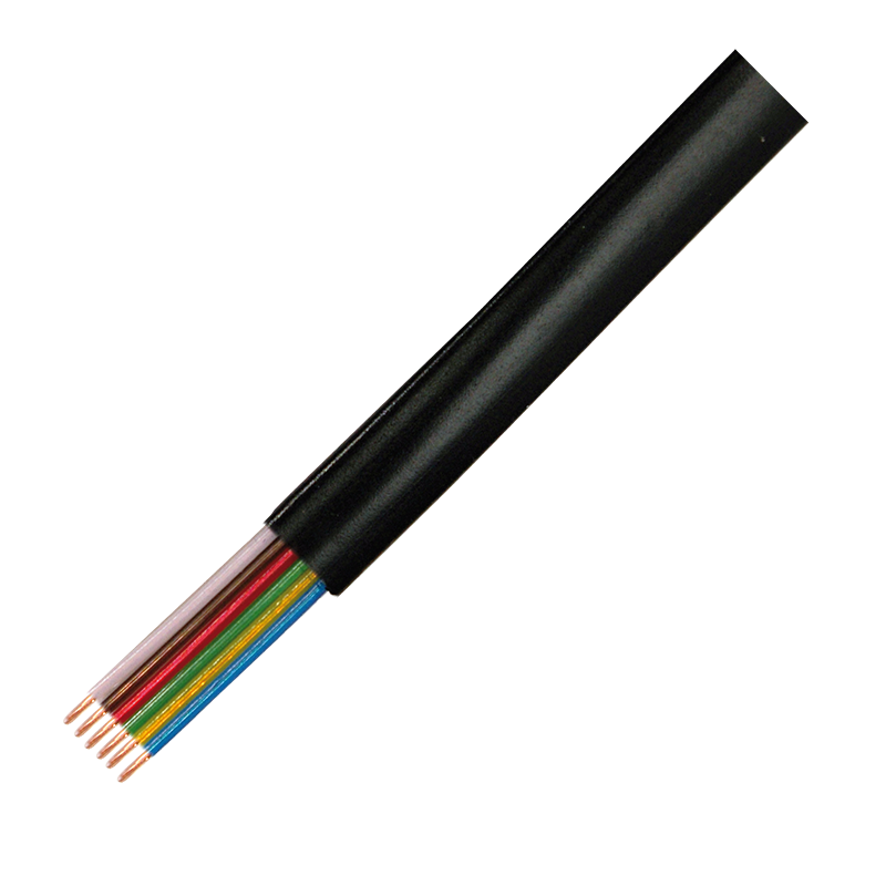 Flat 6-wire telephone cable, black, 100 m — 1