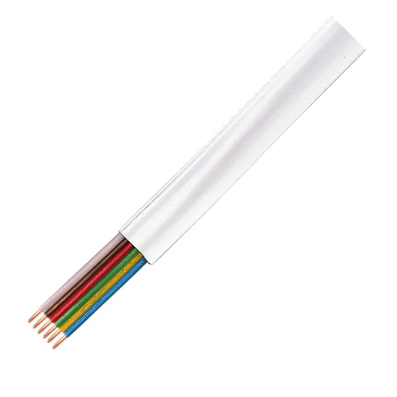 Flat 6-wire white telephone cable, 100 m