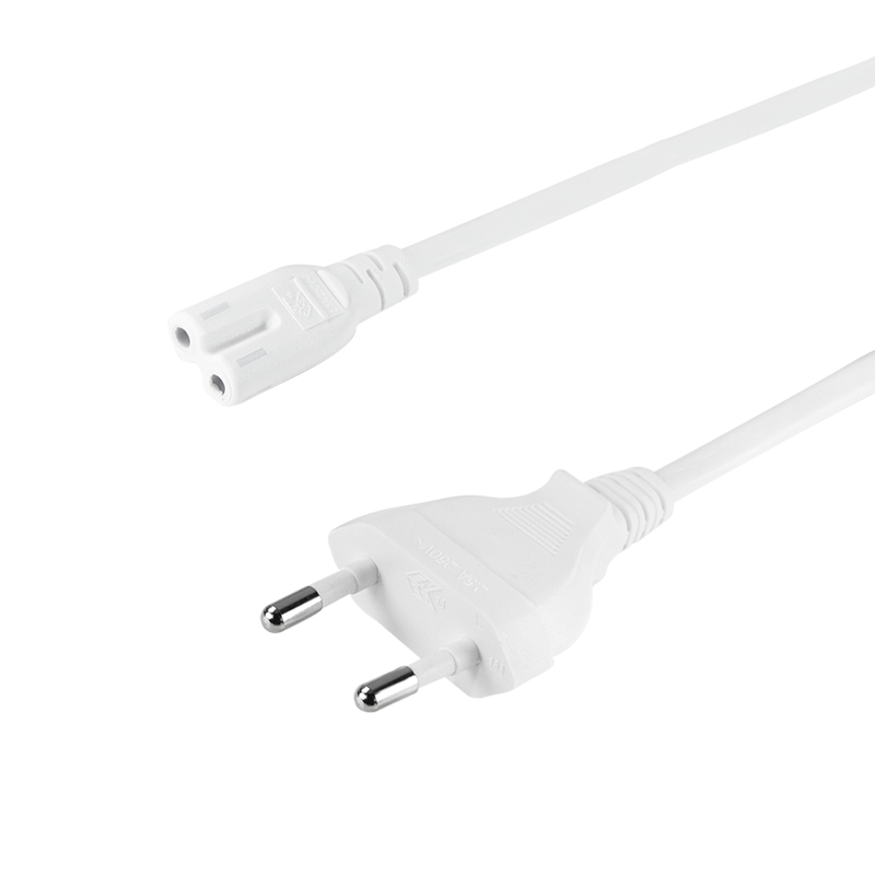 Kabel zasilający CEE 7/16 do IEC C7, biały, 1,8 m