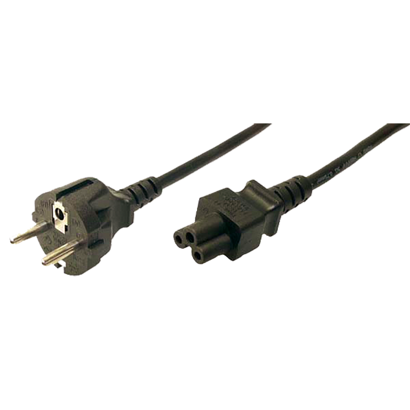 CEE 7/7 to IEC C5 power cable, black, 1.8 m — 1