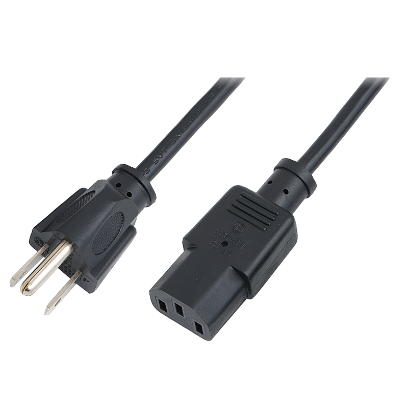 NEMA 5-15P (US) to IEC C13 power cable, black, 1.8 m