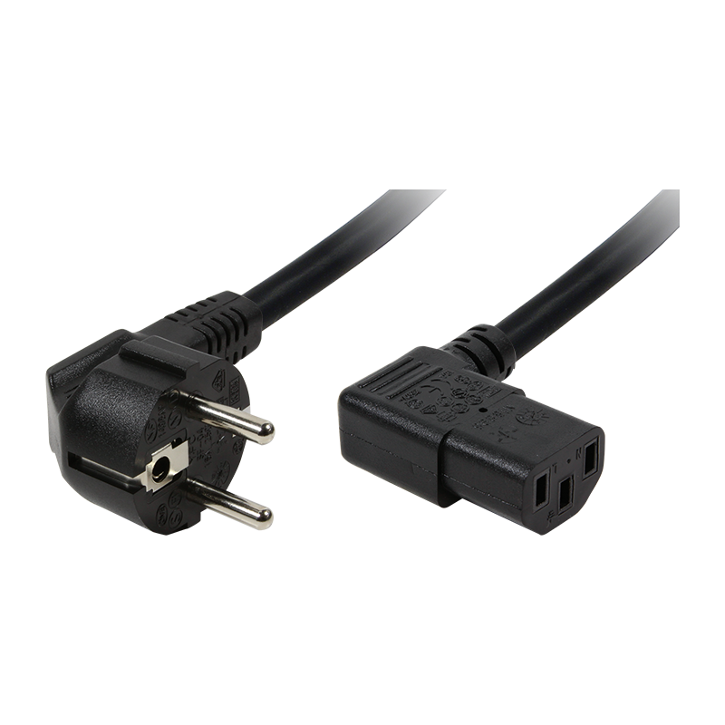 Power cable with CEE 7/7 and IEC C13 connectors, black, 2 m