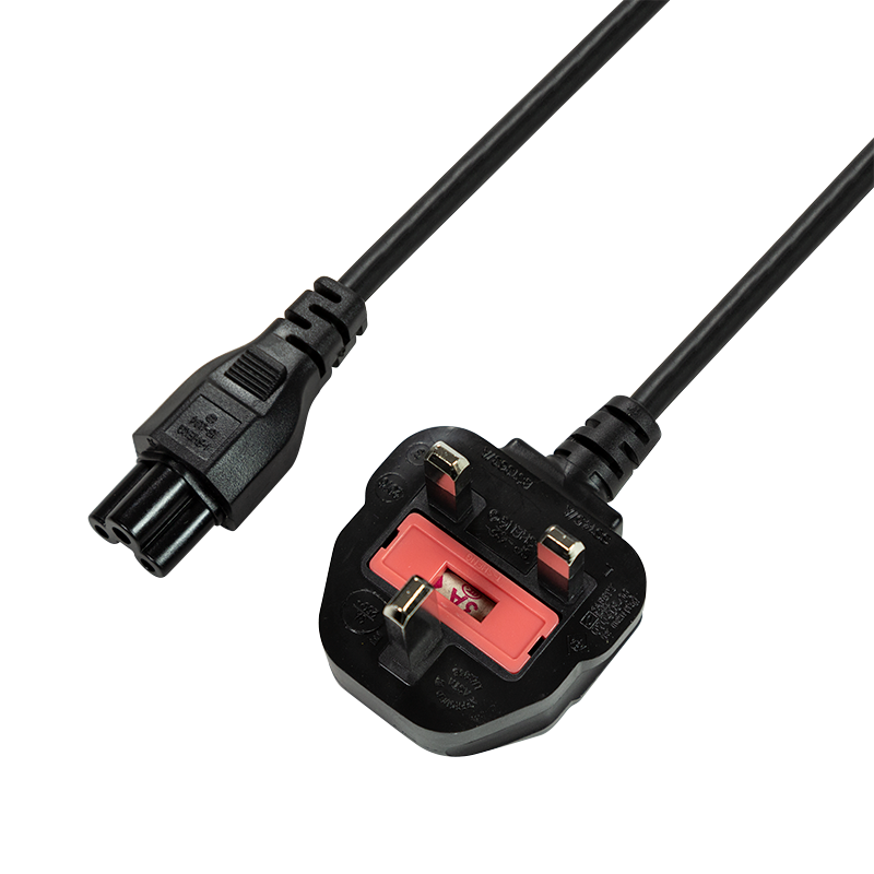 BS 1363 (UK) to IEC C5 power cable, black, 1.8 m