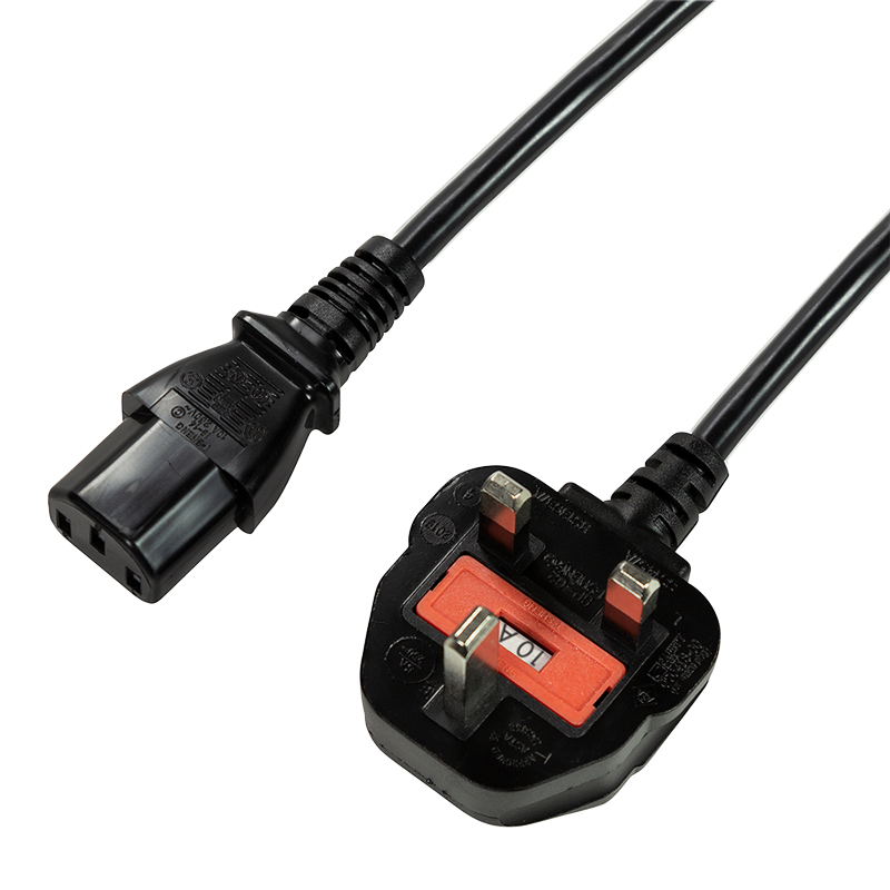 BS 1363 (UK) to IEC C13 power cable, black, 1.8 m