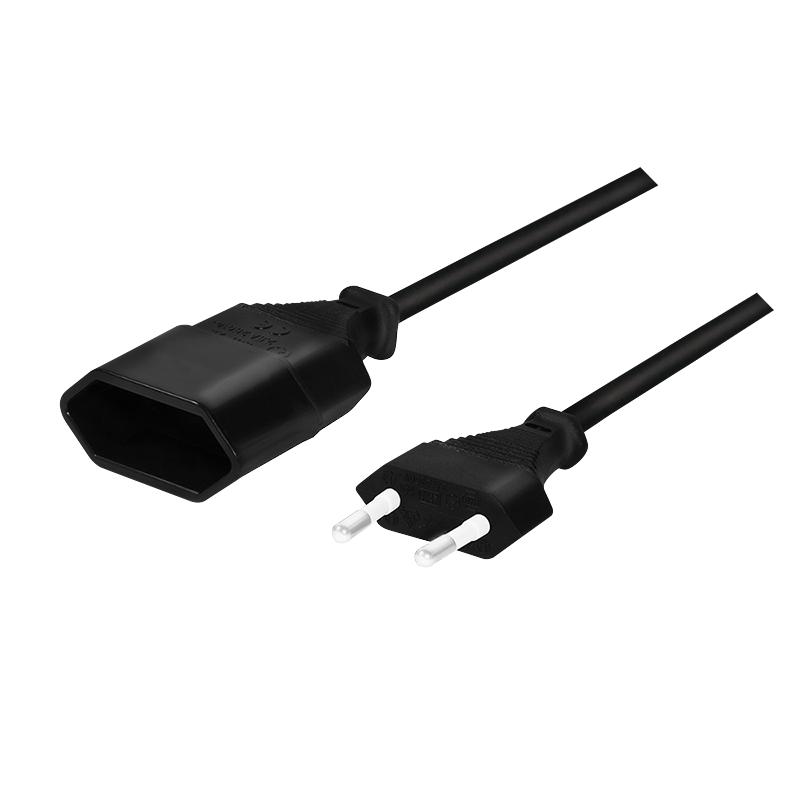 CEE 7/16 power extension, black, 1 m — 1