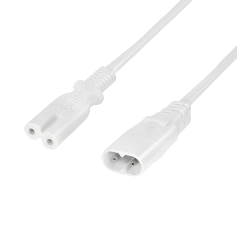 IEC C8 to IEC C7 power extension cable, white, 2 m
