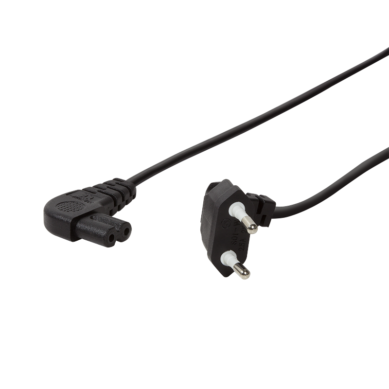 Kabel zasilający Europlug do IEC C7, kątowy, czarny, 0,75 m