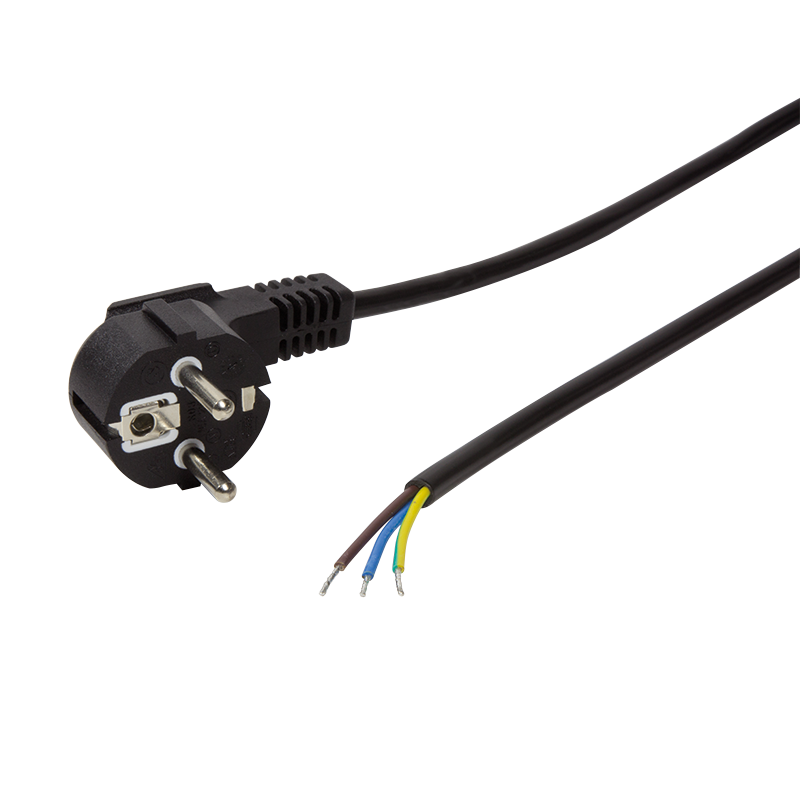 CEE 7/7 90° to open-end power cable, 1.5 m