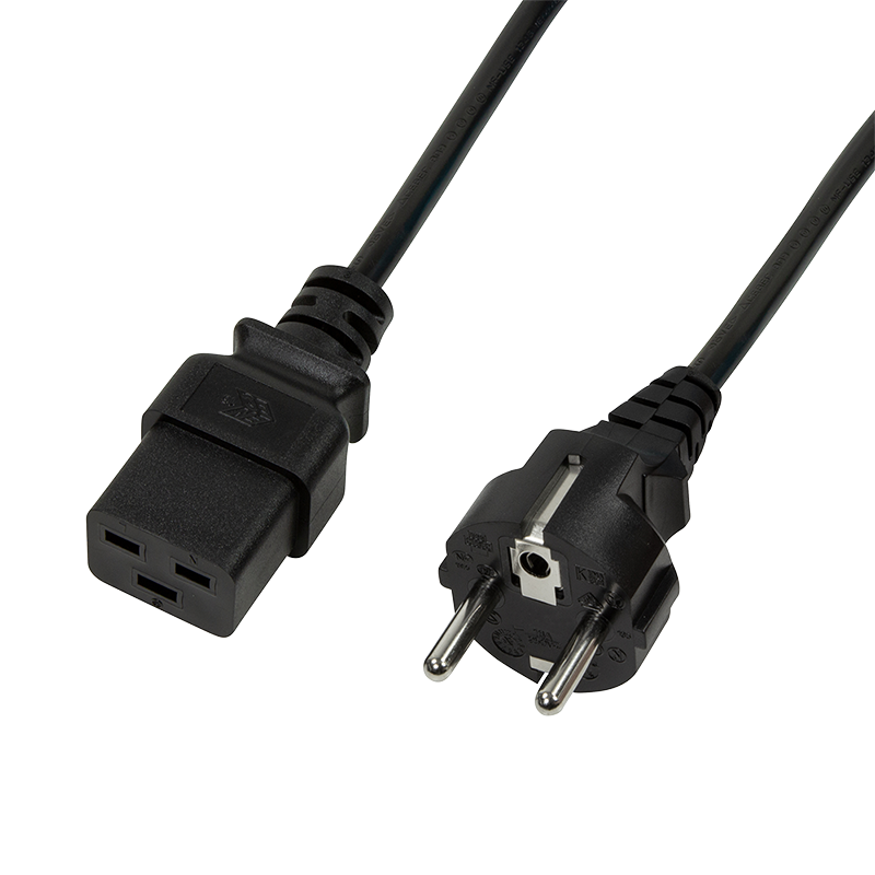 CEE 7/7 power cable, black, 1.8 m