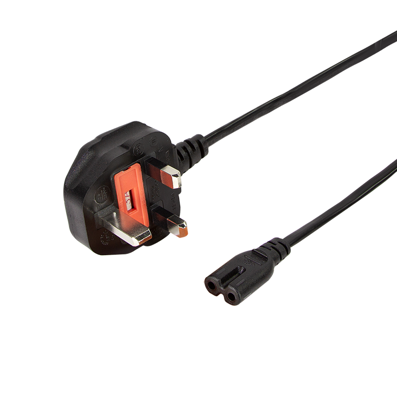 BS 1363 (UK) to IEC C7 power cable, black, 1.8 m