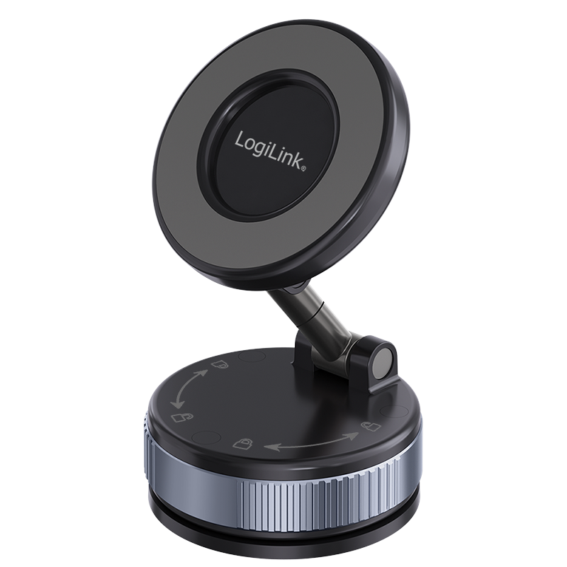 Magnetic smartphone mount with twist-lock vacuum suction cup